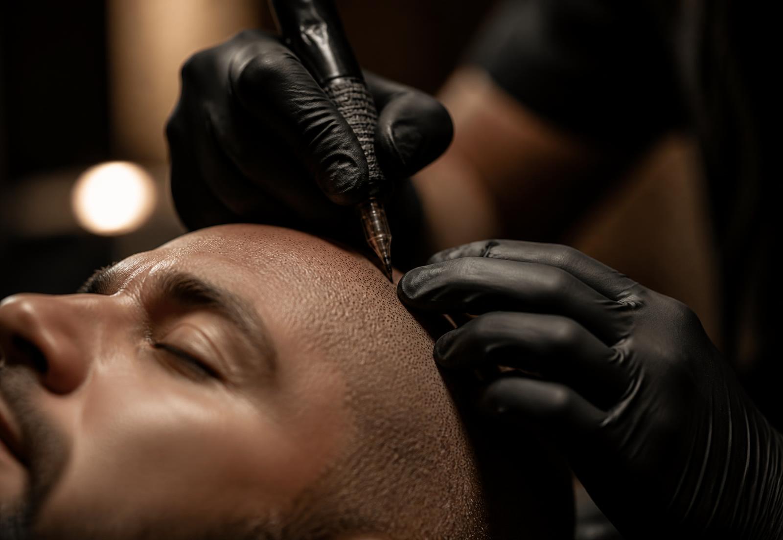Scalp micropigmentation-behandling i Aalborg – specialist arbejder med mikronål på hovedbunden